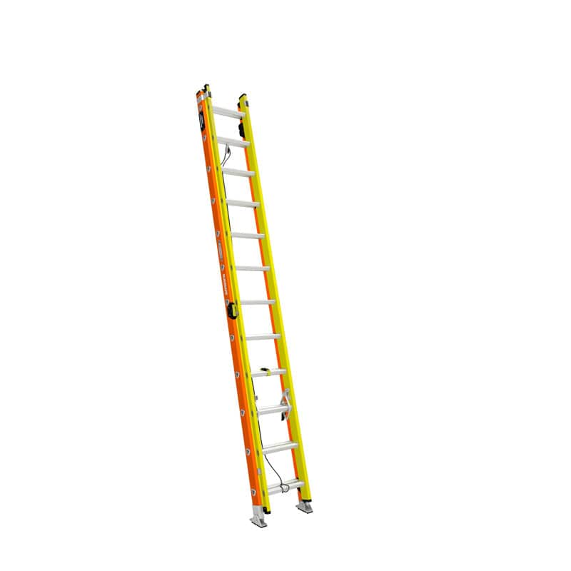 Werner Glidesafe 24 ft. H Fiberglass Telescoping Extension Ladder Type IA 300 lb. capacity