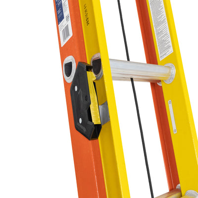 Werner Glidesafe 24 ft. H Fiberglass Telescoping Extension Ladder Type IA 300 lb. capacity