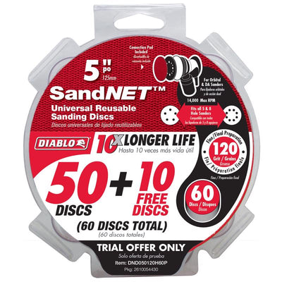 Diablo SandNet 5 in. Ceramic Blend Hook and Lock Sanding Disc 120 Grit Medium 50 pk
