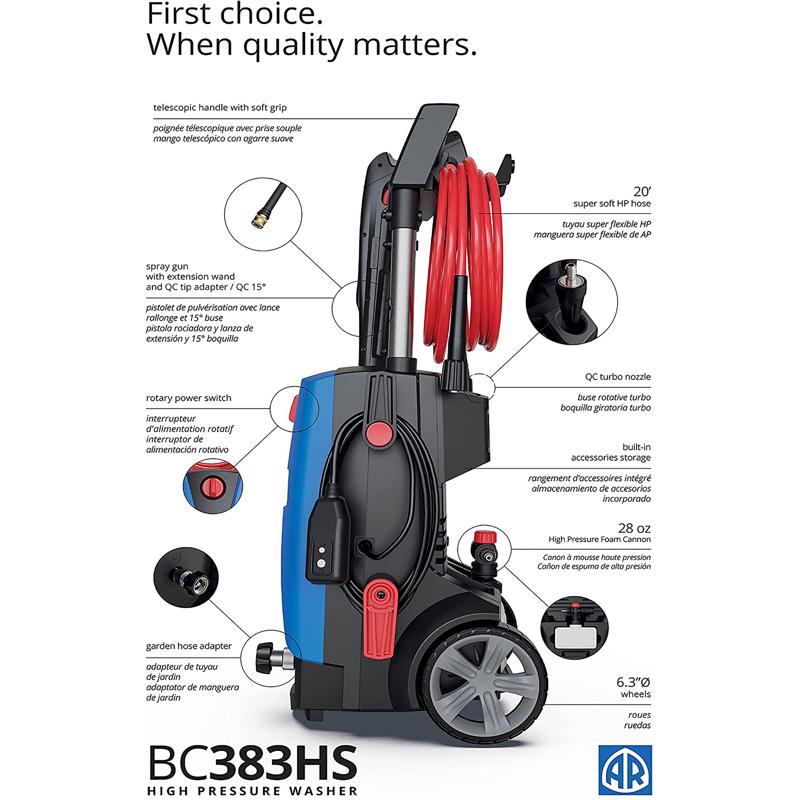 AR Blue Clean OEM Branded 2000 psi Electric 1.7 gpm Pressure Washer