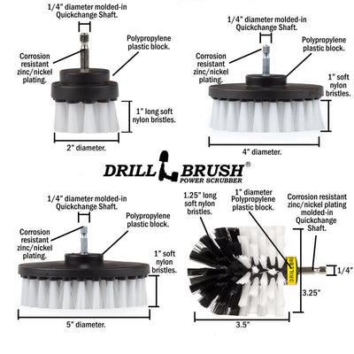 Drillbrush 5 in. W Soft Bristle Metal Handle Drill Brush Set