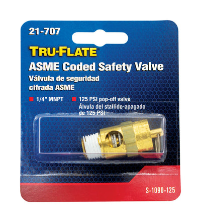 Tru-Flate Brass Safety Valve 1/4 in. Male 1 pc