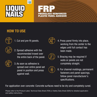 Liquid Nails FRP Fiberglass Reinforced Plastic Panel High Strength Acrylic Latex Adhesive 1 gal