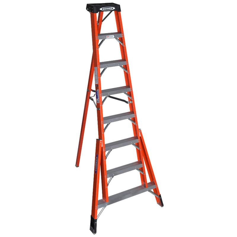 Werner 8 ft. H Fiberglass Tripod Step Ladder Type IA 300 lb. capacity