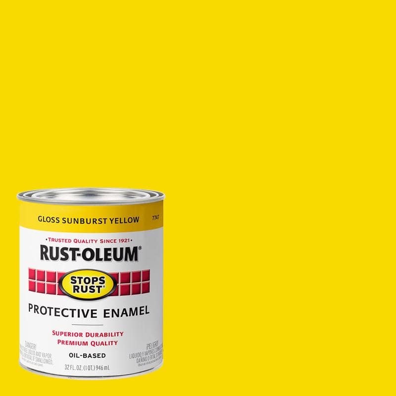 Rust-Oleum Stops Rust Indoor and Outdoor Gloss Sunburst Yellow Oil-Based Protective Paint 1 qt