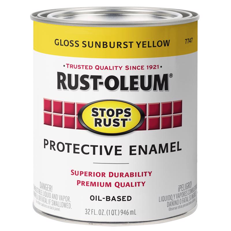 Rust-Oleum Stops Rust Indoor and Outdoor Gloss Sunburst Yellow Oil-Based Protective Paint 1 qt