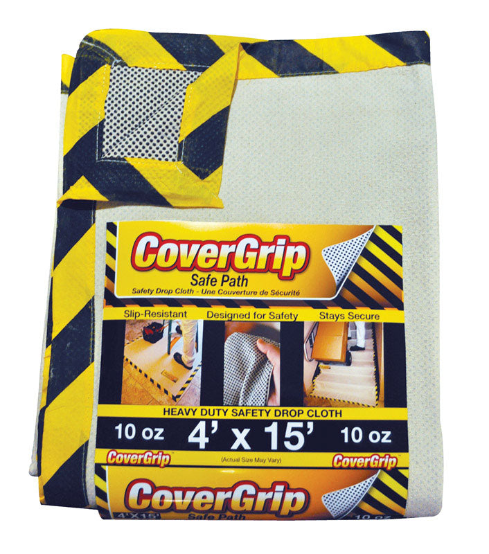 CoverGrip 4 ft. W X 15 ft. L X 0.04 mil 10 oz Safety Canvas Drop Cloth 1 pk