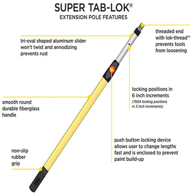 Mr. LongArm Super Tab-Lok Telescoping 6.2-11.2 ft. L X 1-1/4 in. D Fiberglass Extension Pole Yellow