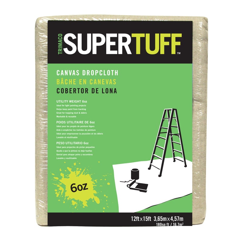 Trimaco SuperTuff 12 ft. W X 15 ft. L X 0.06 mil 6 oz Canvas Drop Cloth 1 pk