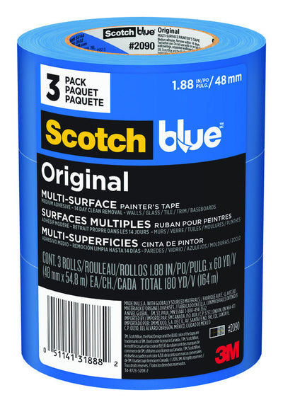 ScotchBlue 1.88 in. W X 60 yd L Blue Medium Strength Painter's Tape 3 pk