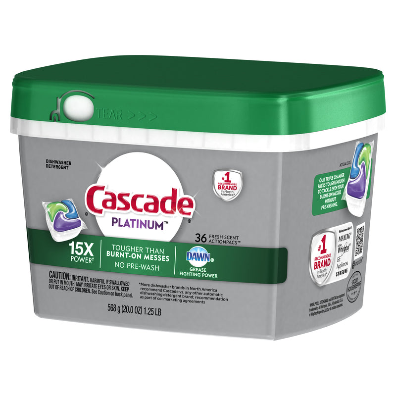 Cascade Platinum Actionpacs Fresh Scent Pods Dishwasher Detergent 20 oz 36 pk