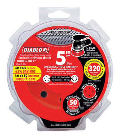 Diablo 5 in. Ceramic Blend Hook and Lock Sanding Disc 320 Grit Super Fine 50 pk