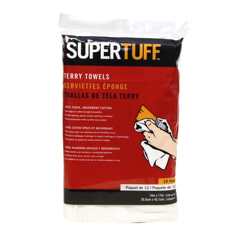 SuperTuff Cotton Terry Towels 14 in. W X 17 in. L 12 pk