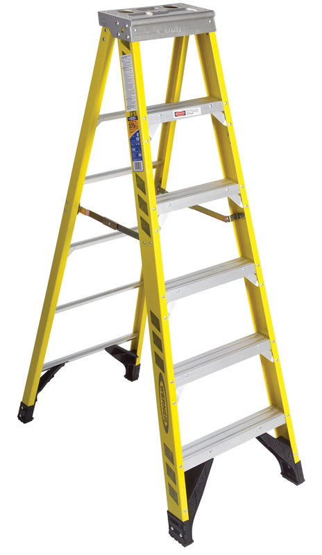 Werner 6 ft. H Fiberglass Step Ladder Type IAA 375 lb. capacity