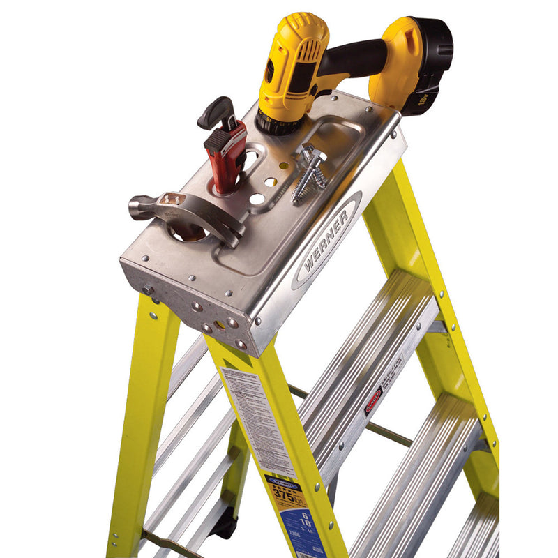 Werner 8 ft. H Fiberglass Step Ladder Type IAA 375 lb. capacity