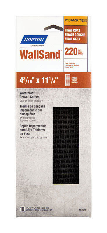 Norton WallSand 11-1/4 in. L X 4-3/16 in. W 220 Grit Silicon Carbide Drywall Sanding Screen 10 pk