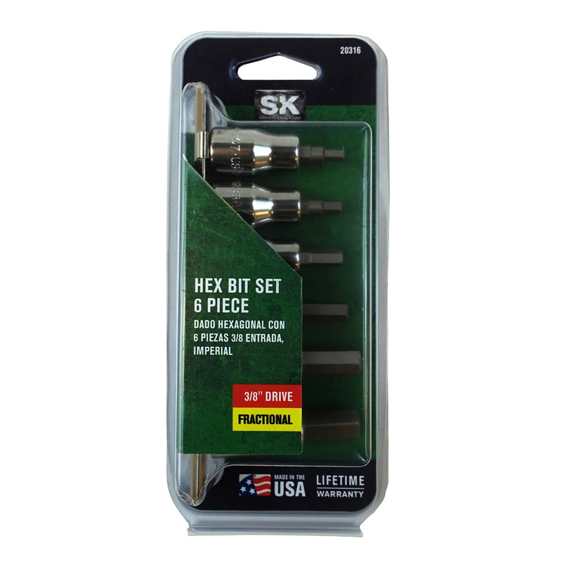 SK Professional Tools 3/8 in. drive SAE Hex Bit Socket Set 6 pc