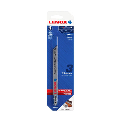 Lenox 5-1/4 in. Bi-Metal T-Shank General Purpose Jig Saw Blade 10 TPI 3 pk