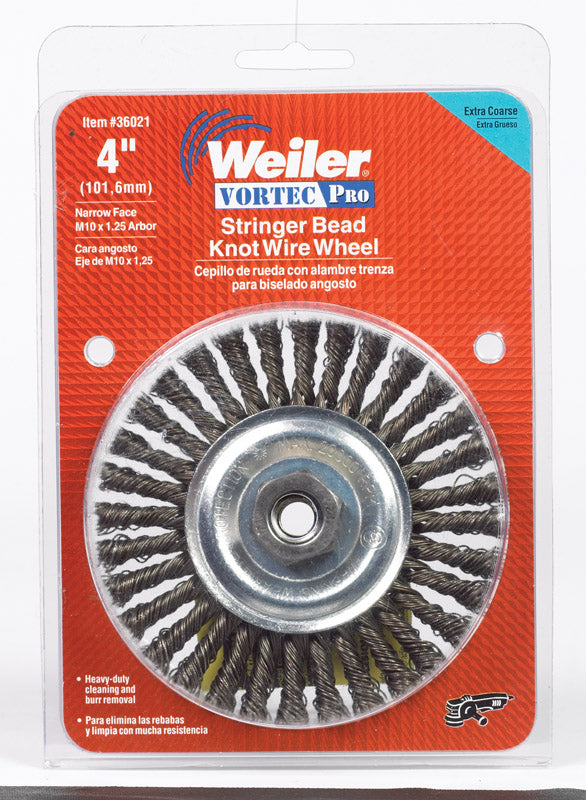 Weiler Vortec Pro 4 in. Stringer Bead Wire Wheel Brush Carbon Steel 20000 rpm 1 pc