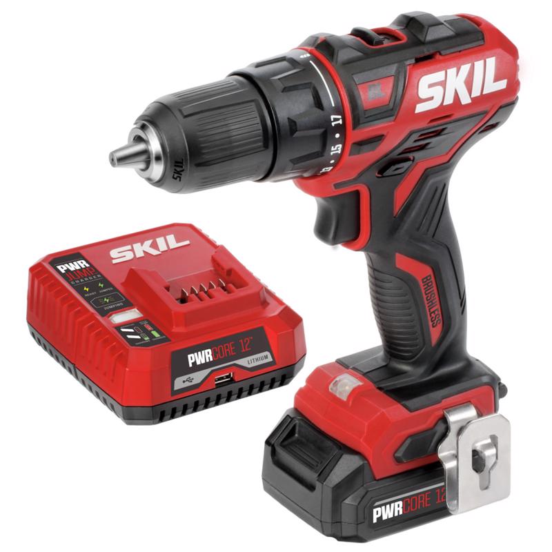 SKIL PWR CORE 12 V 1/2 in. Brushless Cordless Drill Kit (Battery & Charger)