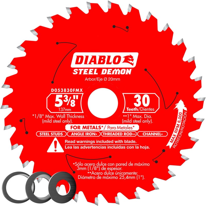 Diablo Steel Demon 5-3/8 in. D X 20 mm TiCo Hi-Density Carbide Circular Saw Blade 30 teeth 1 pk