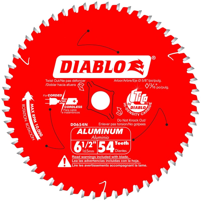 Diablo 6-1/2 in. D X 5/8 in. Carbide Circular Saw Blade 54 teeth 1 pk