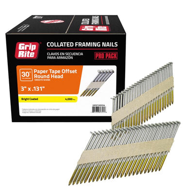 Grip-Rite 3 in. Angled Strip Bright Framing Nails 30 deg 4000 pk