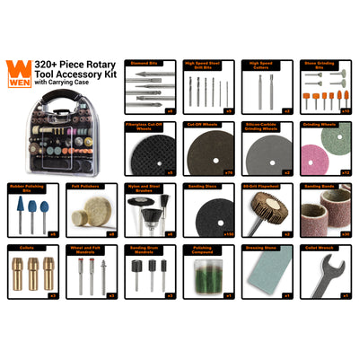 WEN Rotary Tool Accessory Kit 320 pc