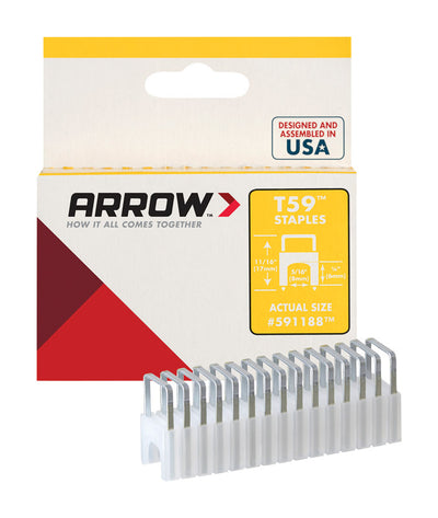 Arrow T59 5/16 in. W X 11/16 in. L 18 Ga. Wide Crown Insulated Staples 300 pk