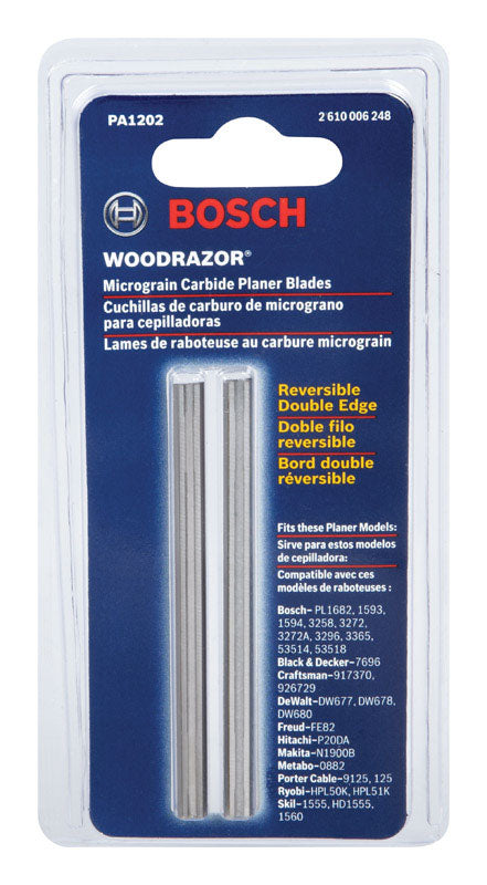Bosch 3-1/4 in. L X 0.125 in. W Tungsten Carbide Planer Blade Double-Edged 2 pk