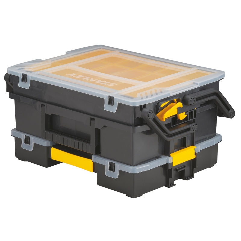 Stanley Sortmaster 15.75 in. Multi Level Organizer with Clear Lid Black/Yellow