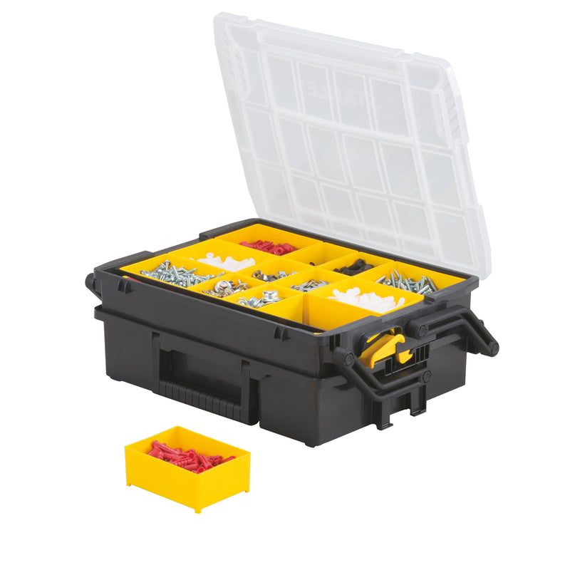 Stanley Sortmaster 15.75 in. Multi Level Organizer with Clear Lid Black/Yellow