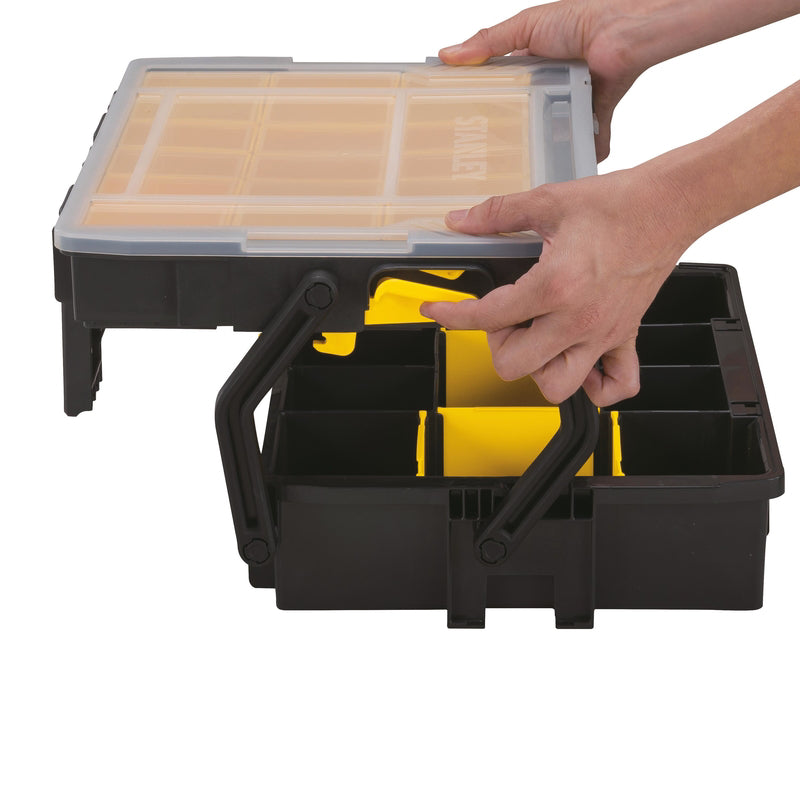 Stanley Sortmaster 15.75 in. Multi Level Organizer with Clear Lid Black/Yellow