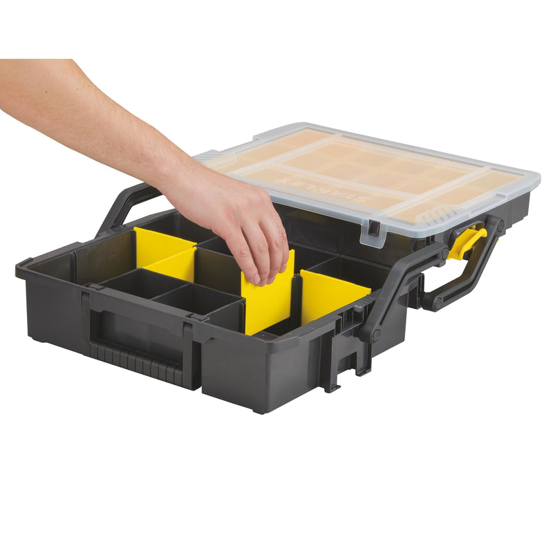 Stanley Sortmaster 15.75 in. Multi Level Organizer with Clear Lid Black/Yellow