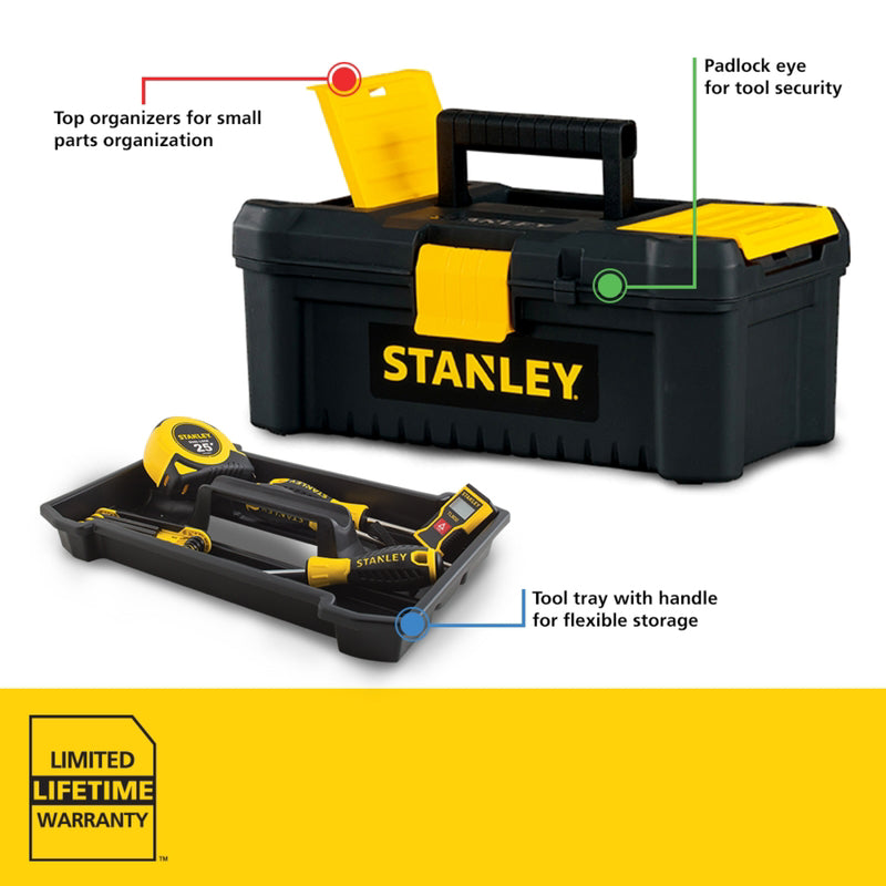 Stanley Essential 12.5 in. Tool Box Black/Yellow