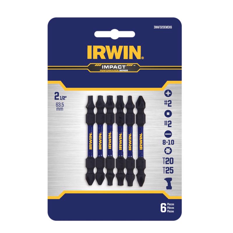 Irwin Impact Performance Series 2-1/2 in. L Impact Double-Ended Screwdriver Bit Set Steel 6 pk