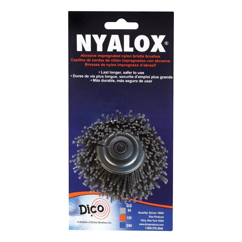 Dico Nyalox 2.5 in. D X 1/4 in. X 1/4 in. D Crimped Nylon Mandrel Mounted Cup Brush 4500 rpm 1 pc