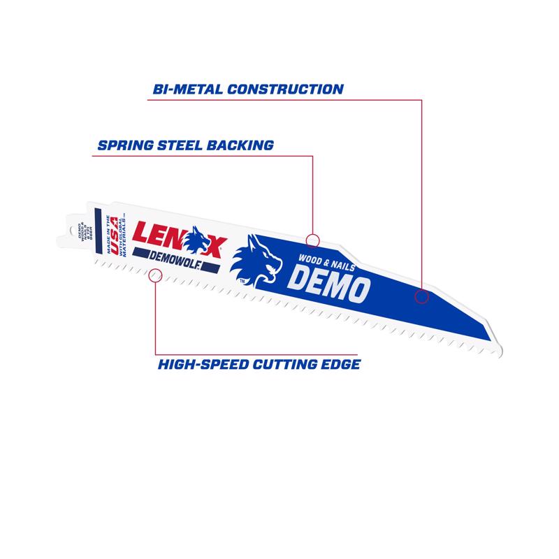 LENOX DEMOWOLF 9 in. Bi-Metal Reciprocating Saw Blade 6 TPI 2 pk