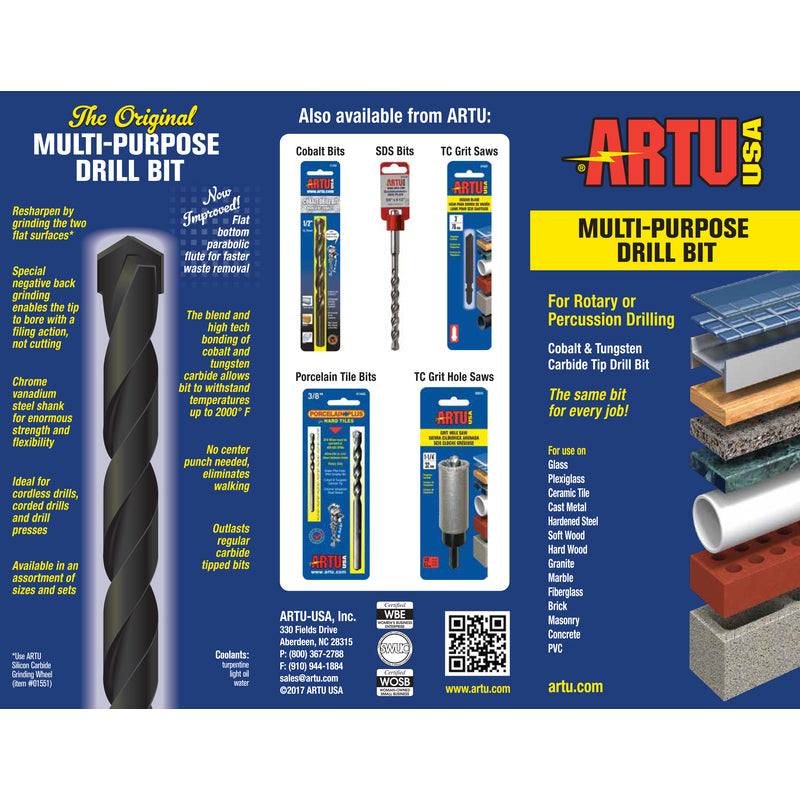 ARTU 7/16 in. X 6-1/8 in. L Tungsten Carbide Tipped Drill Bit 1 pc