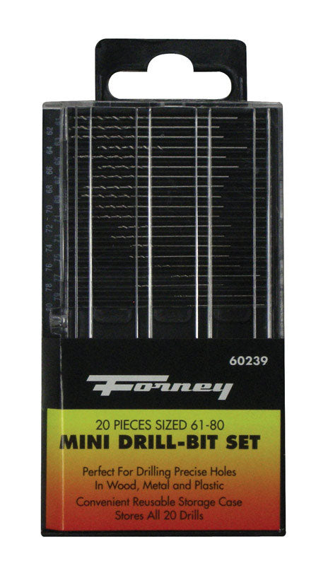 Forney High Speed Steel Mini Drill Bit Set 20 pc