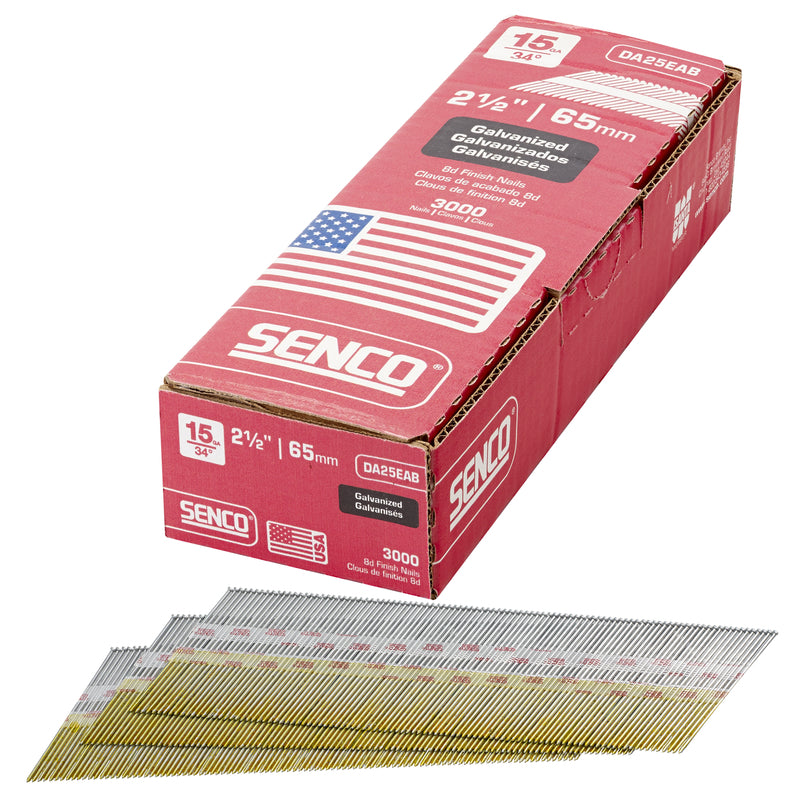 Senco 2-1/2 in. 15 Ga. Angled Strip Galvanized Finish Nails 34 deg 3000 pk