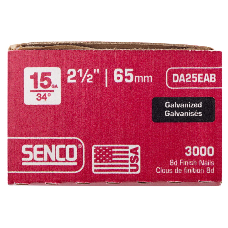 Senco 2-1/2 in. 15 Ga. Angled Strip Galvanized Finish Nails 34 deg 3000 pk