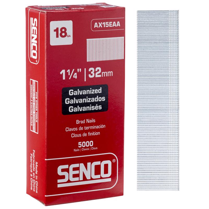 Senco 1-1/4 in. 18 Ga. Straight Strip Galvanized Brad Nails 5000 pk