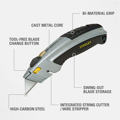 Stanley InstantChange 6-5/8 in. Retractable Utility Knife Black/Gray 1 pk