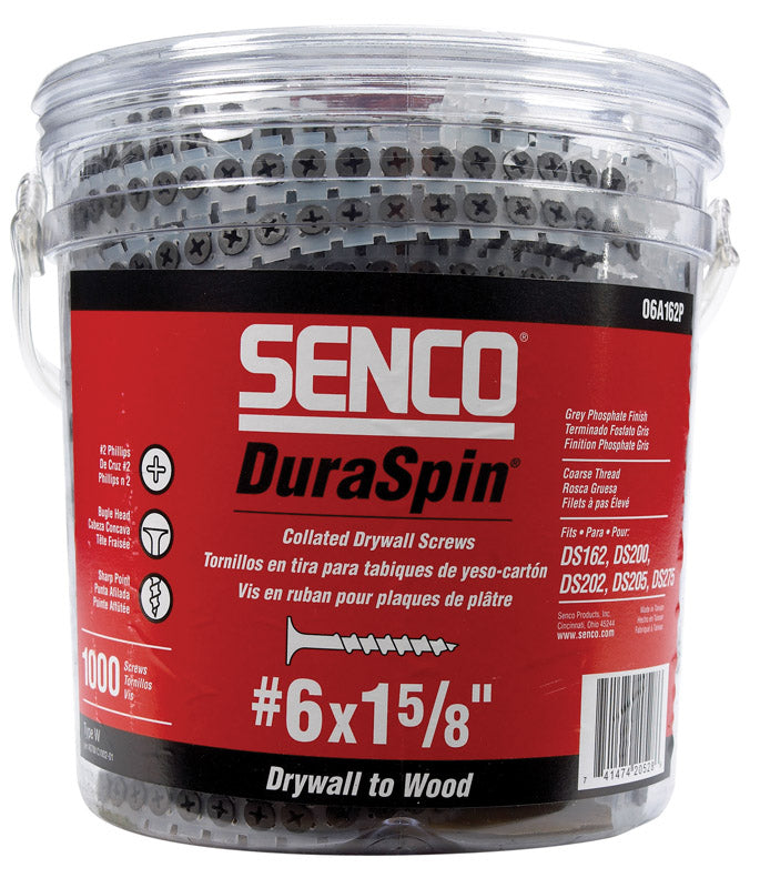 Senco DuraSpin No. 6 Sizes X 1-5/8 in. L Phillips Collated Drywall Screws 1000 pk