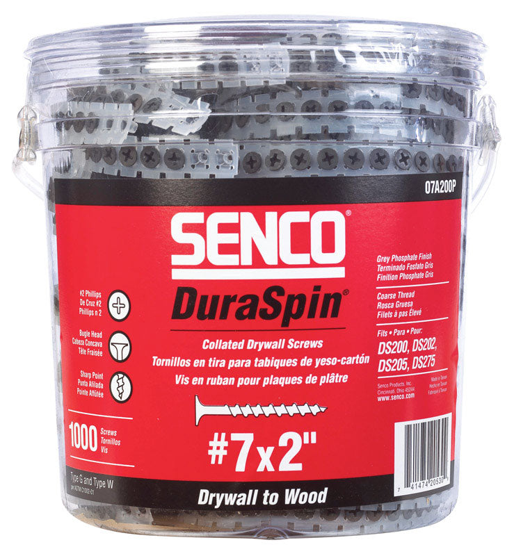 Senco DuraSpin No. 7 Sizes X 2 in. L Phillips Collated Drywall Screws 1000 pk