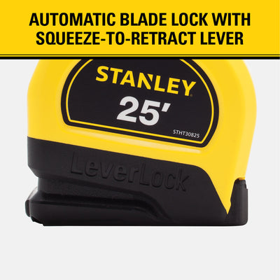 Stanley LeverLock 25 ft. L X 1 in. W Tape Measure 1 pk