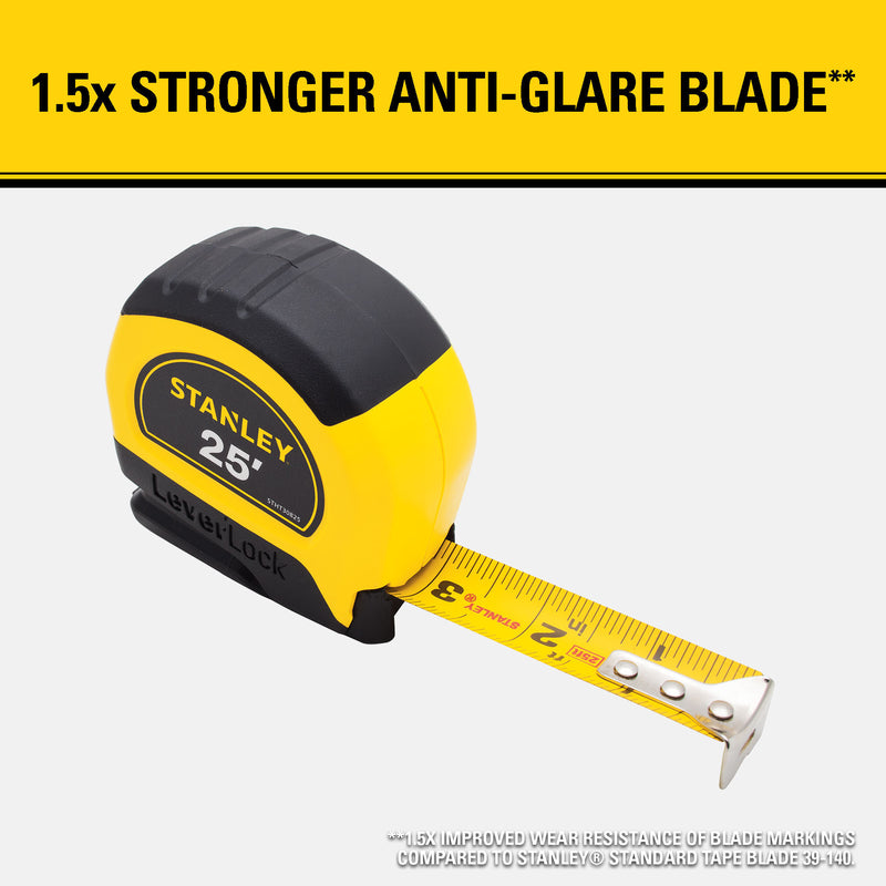 Stanley LeverLock 25 ft. L X 1 in. W Tape Measure 1 pk