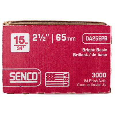 Senco 2-1/2 in. 15 Ga. Angled Strip Bright Finish Nails 34 deg 3000 pk