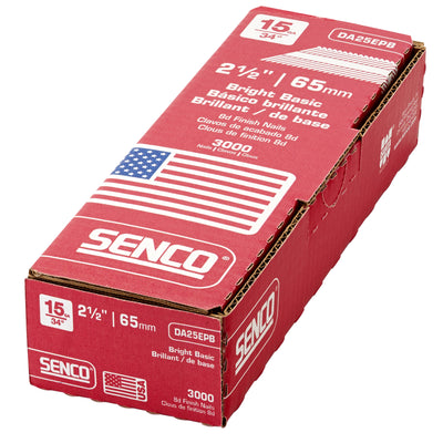 Senco 2-1/2 in. 15 Ga. Angled Strip Bright Finish Nails 34 deg 3000 pk